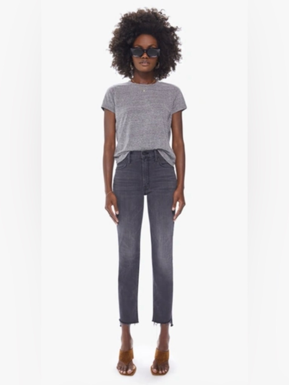 MOTHER The Mid Rise Dazzler Ankle Step Fray Lighting Up Lanterns Jeans